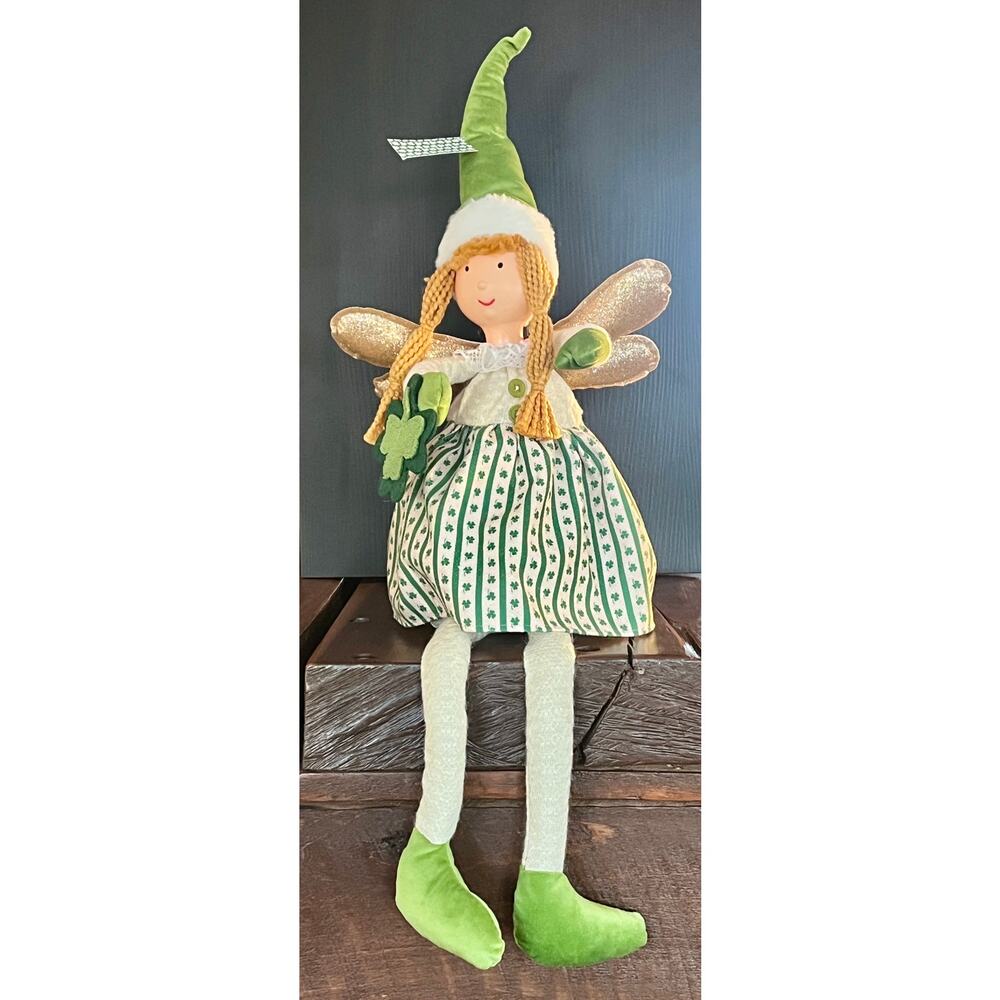 Saint Patrick’s Day Lucky Fairy Faerie Doll Plush Stuffie Shamrock Shelf Sitter